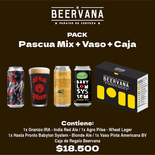 Beervana Chile. Pascua Mix + Vaso BV - Beervana